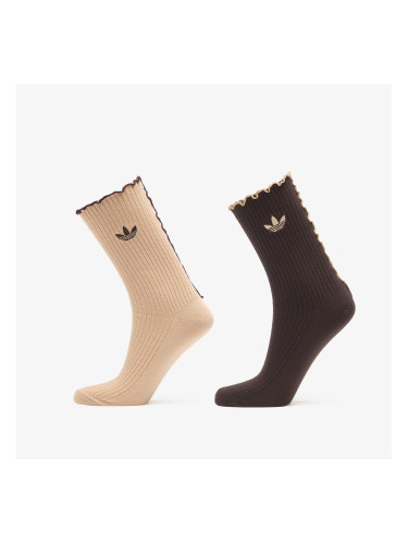 adidas Ruffle Crew Socks 2 Pairs Magic Beige/ Aurora Coffee S