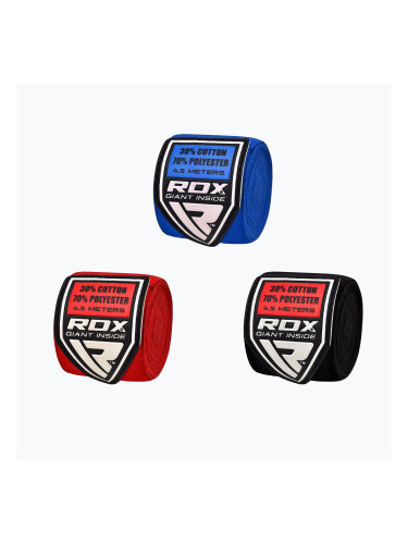 Боксови превръзки RDX Обвивки за ръце Combine Plus червено/черно/синьо