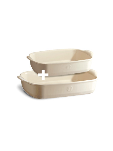 Комплект от 2 керамични тави за печене EMILE HENRY RECTANGULAR OVEN DISH - цвят екрю