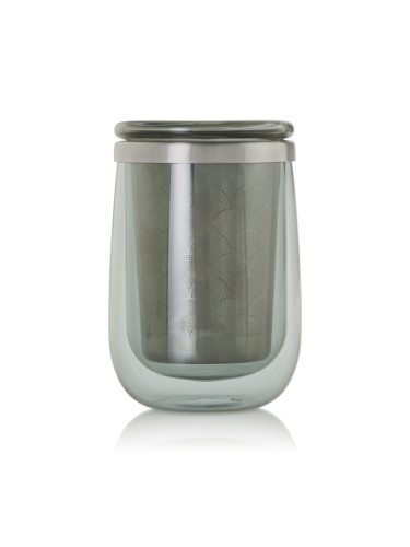 Двустенна стъклена чаша за чай с инфузер AdHoc Fusion Glass в сив цвят - 400 мл