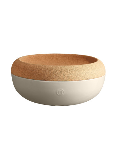 Керамична купа (фруктиера) с корков капак EMILE HENRY LARGE STORAGE BOWL - Ø36 см - цвят екрю