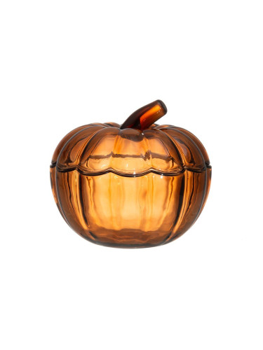 Стъклена купа за съхранение 4LIVING PUMPKIN с капак - кафява