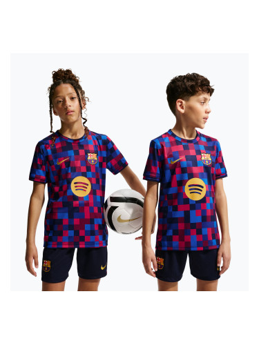 Детска футболна тениска Nike FC Barcelona Dri-Fit Pre-Match noble red/mineral yellow