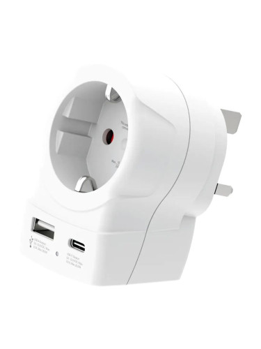 Skross универсален адаптер Europe to UK + 1 x USB A/C порт, 20W 15002