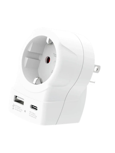 Skross универсален адаптер Europe to USA+1xUSB A/C, 20W , 1500284E