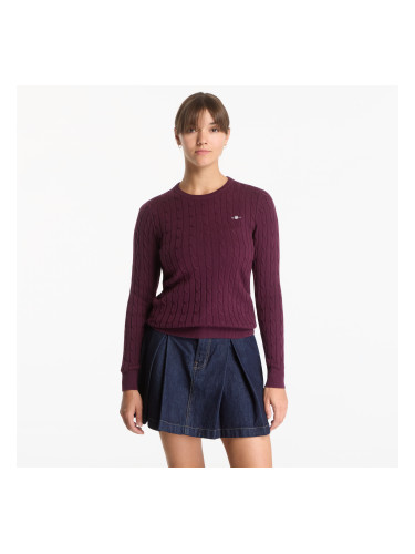 Пуловер Gant Stretch Cotton Cable C-Neck Darkened Wine XS