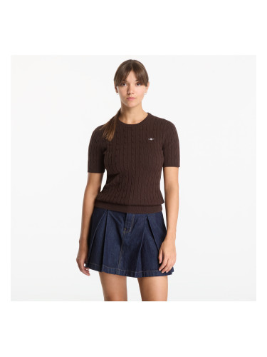 Пуловер Gant Stretch Cotton Cable Ss C-Neck Dark Brown XS