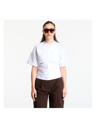 Тениска Calvin Klein Jeans Ss Logo Neck Detail Interlock Top Bright White XS