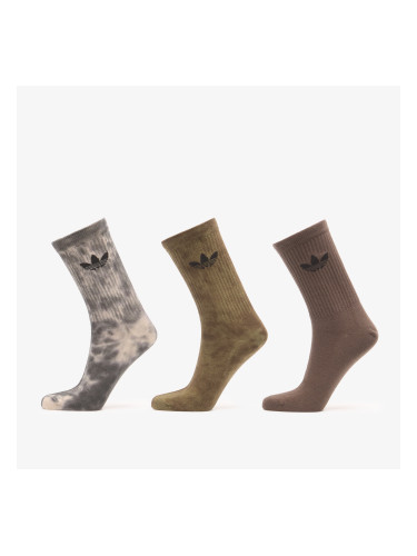 adidas Tie Dye Crew Socks 3 Pairs Carbon/ Focus Olive/ Shadow Olive S