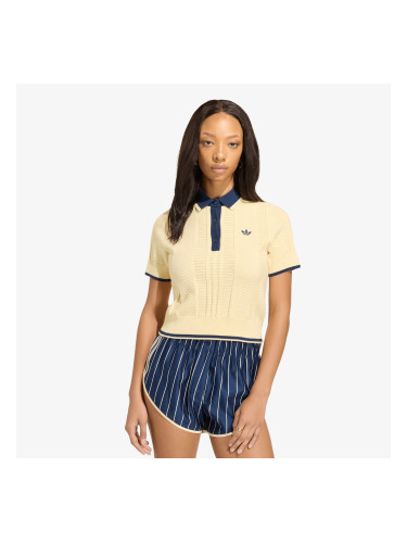 Тениска adidas Cable Knit Cali Tee Polo Warm Vanilla L