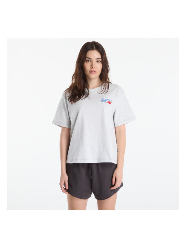 Тениска New Balance Athletics Premium Logo Hip Length Relaxed T-Shirt Ash Heather Multi XS