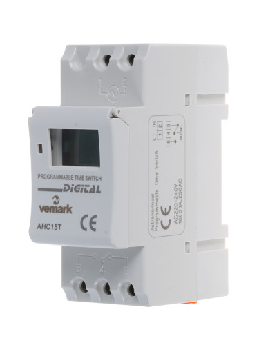 Програмируем таймер ATHC15T, 24-часов, 230VAC, NO+NC, 20A/250VAC, 8 on/off