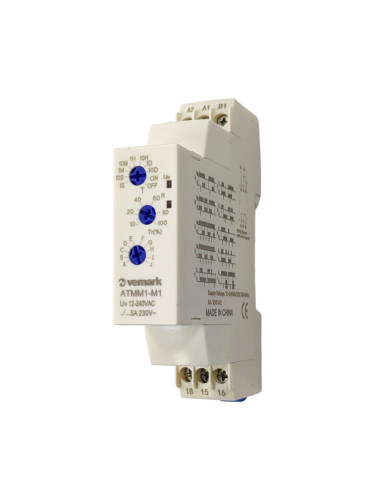 Реле за време ATMM1-M1, многофункционално, 24-240 VAC/DC, NO+NC, 5(2,0.5)A/250VAC, 1s-10Days, Start