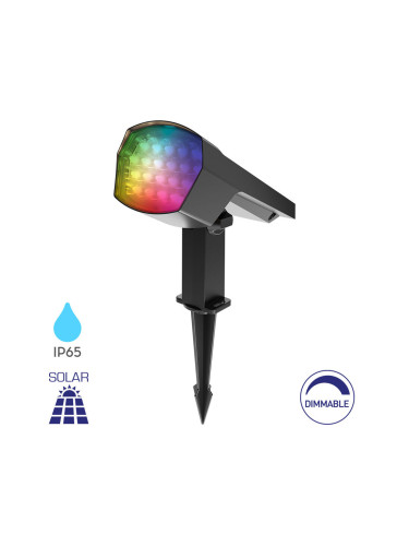 Соларна градинска LED лампа, за земя, 12W, RGB, сива, IP65, BG36-00592, BRAYTRON
