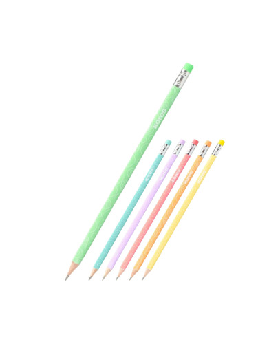 Молив Kores Pastel HB с гума асорти