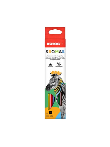 Цветни моливи Kores Kromas 6цв. дълги