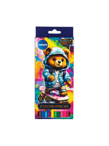 Цветни моливи Centrum Bear 12цв. дълги