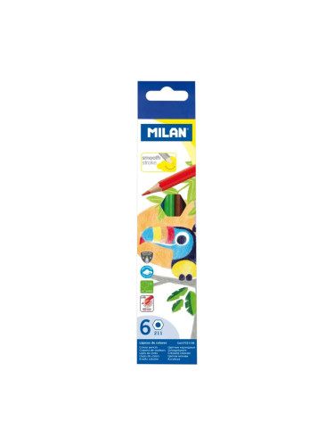Цветни моливи MILAN TOUCAN 6 цв. дълг