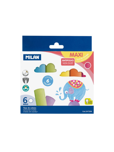 Цветен тебешир MILAN Maxi 6 бр.