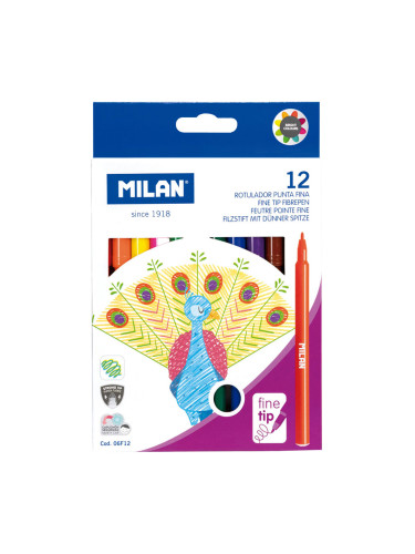 Флумастери MILAN Fine 06F12 12 цвята