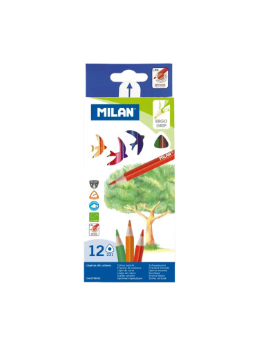 Цветни моливи MILAN 12 цв. дълги триъг.