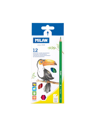 Цветни моливи MILAN TOUCAN 12 цв. дълги