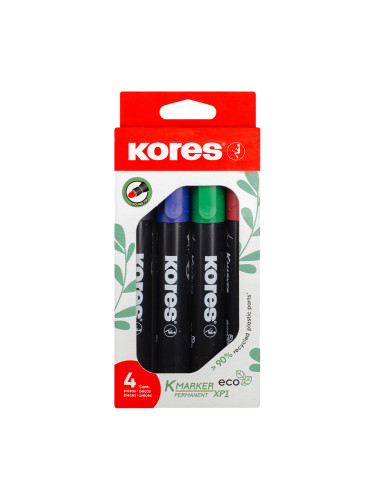 Перм. маркер Kores Eco XP1 объл 4 цвята