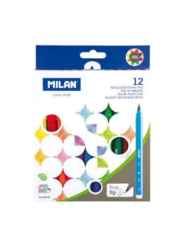 Флумастери MILAN Fine 80158 12 цвята