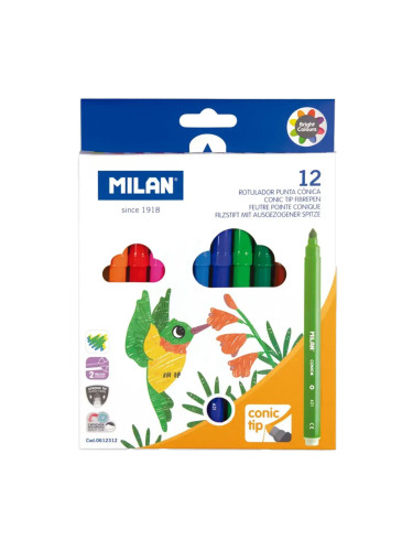 Флумастери MILAN Conic 12 цвята