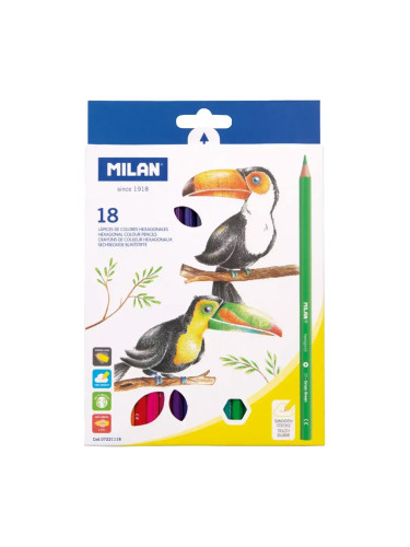 Цветни моливи MILAN TOUCAN 18 цв. дълги