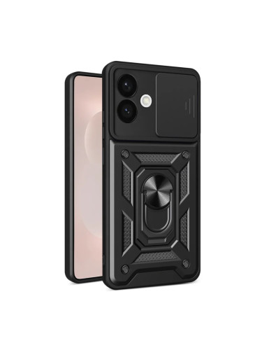 Силиконов твърд кейс bSmart Defender Slide, За Honor 600 Pro, Черен