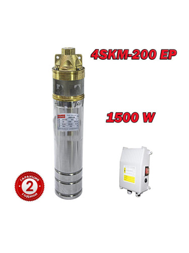 Помпа потопяема, сондажна, Elefant 4SKM-200 EP, 1500W, 1", 108 м напор, с контролно табло