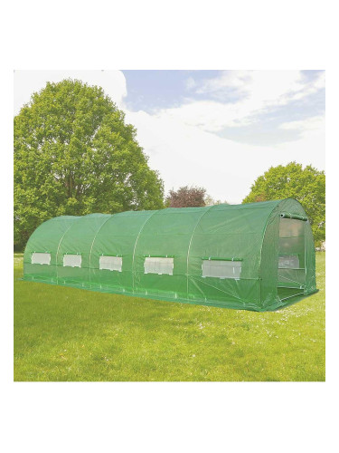 Оранжерия сглобяема, 5x2x2 м, 10 кв. м, с 2 врати и 10 прозореца, UV защита