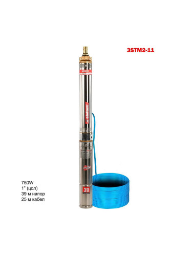 Сондажна водна помпа, турбинна, Elefant 3STM2-11, 750W, 39 м напор, 1"