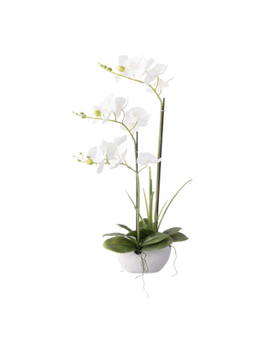 ДЕКОРАТИВНО ЦВЕТЕ В КАШПА БЯЛА ОРХИДЕЯ 30/25/57 CM