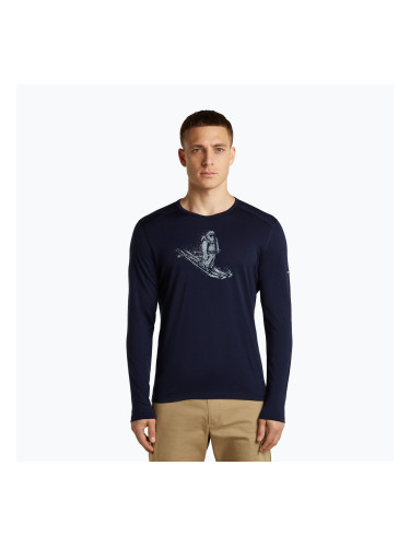 Мъжка блуза с дълъг ръкав  icebreaker Merino 200 Oasis Crewe SkiingYeti midnight navy