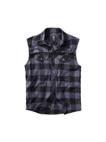 Мъжка риза без ръкави в сиво каре Brandit Sleeveless black/grey