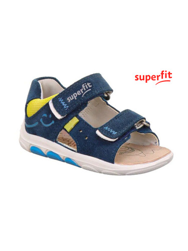 Детски сандали Superfit в тъмносиньо с жълти елементи