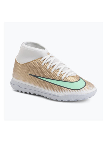 Детски футболни обувки Nike Jr. Mercurial Superfly 11 Club "Kylian Mbappé" metallic gold/green glow