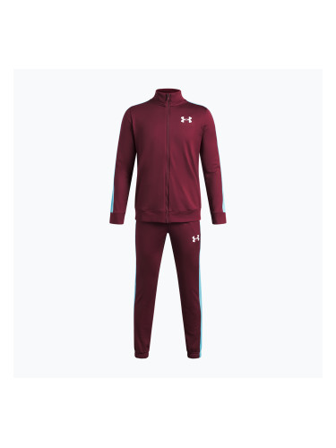 Детски анцуг Under Armour Knit Track Suit vintage maroon/fresco blue/white