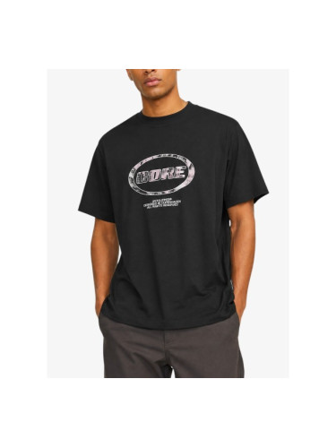 JACK&JONES Jcolido Aop Front Print Tee SS Crew Neck Black