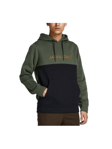 JACK&JONES Colourblock Logo Hoodie Green