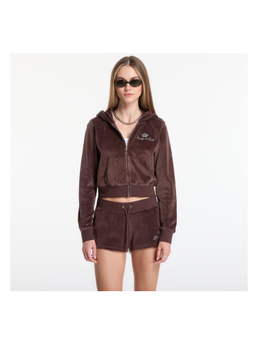 Суитшърт Sporty & Rich Juicy Script Velour Zip Hoodie Chocolate S