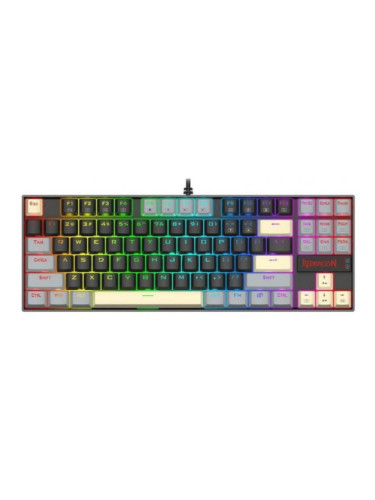  Механична клавиатура Redragon - Kumara K552LGY, Outemu Red, RGB, черна/сива