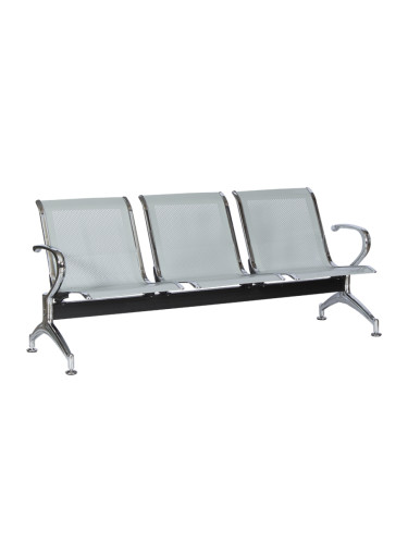 Посетителска пейка  Sonata Blum CR-1030-3, Сребърна, 3 места
