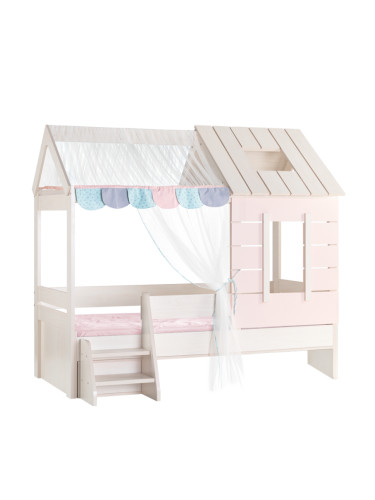 Детско легло къща Sonata Pink House, 90 х 200 см, Розово, Подматрачна рамка