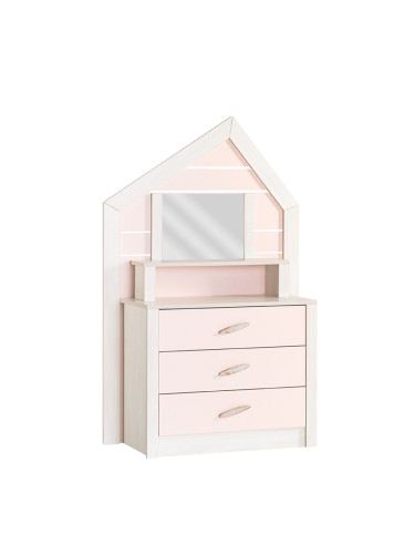 Детски скрин Sonata Pink House, Огледало, Височина 157 см