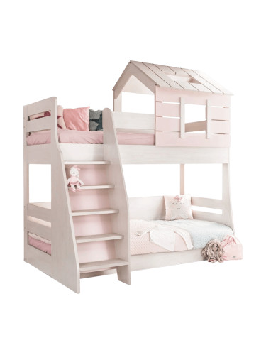 Двуетажно детско легло Sonata Pink House, Ляво, Без матрак