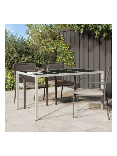 Sonata H Градинска маса 150x90x75 см закалено стъкло и полиратан бяла