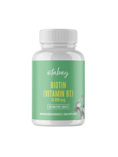 Biotin - Биотин 10000 μg, 200 таблетки Vitabay